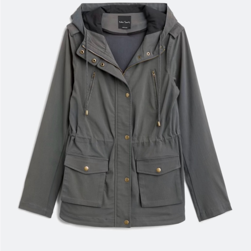 NWT *Stitch Fix* Eden Society Holly Contrast Hood Cargo Jacket - Dark Grey